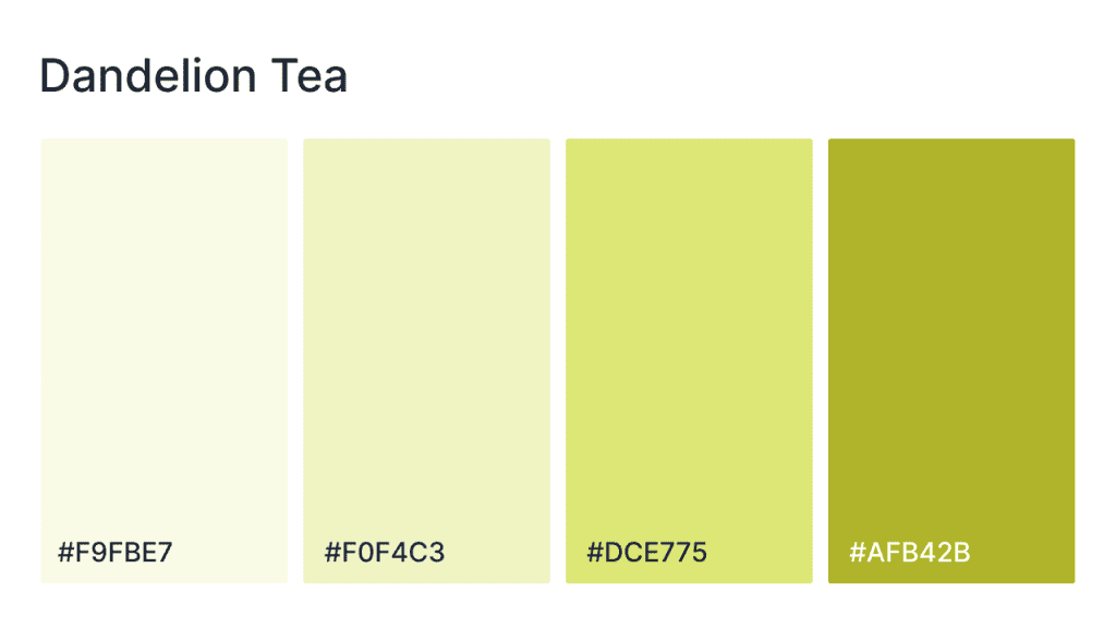 dandelion tea website color scheme