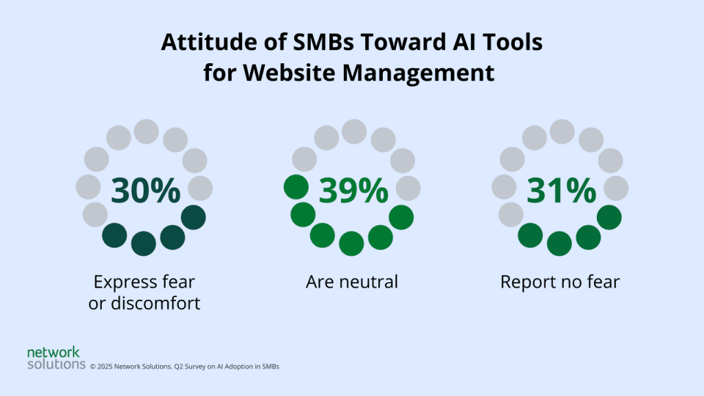 infographic showing how business owners feel about using AI for website management