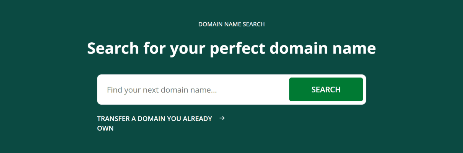 Screenshot of domain name search