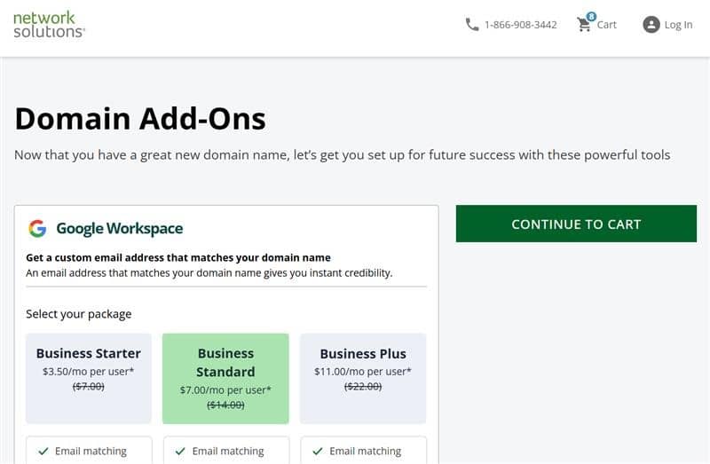 screenshot of domain add-ons