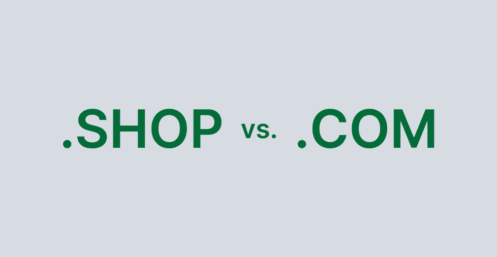 Comparison graphic of .shop vs .com domains