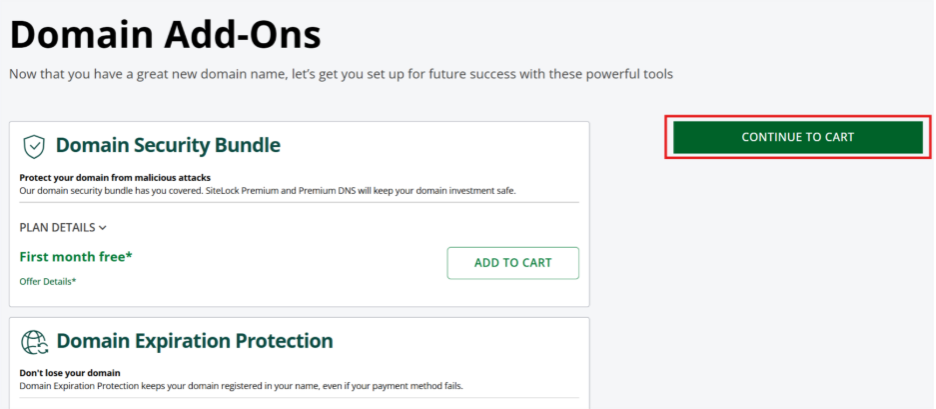 Network Solutions domain add-ons