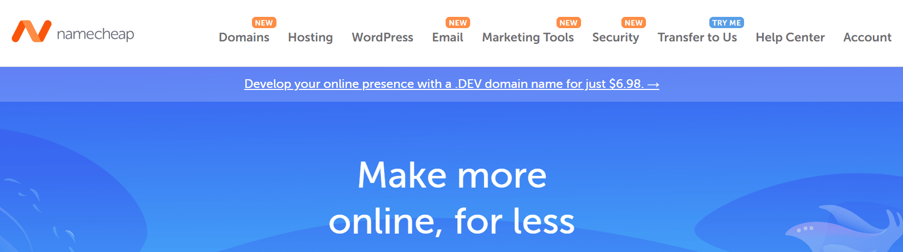Namecheap's homepage.