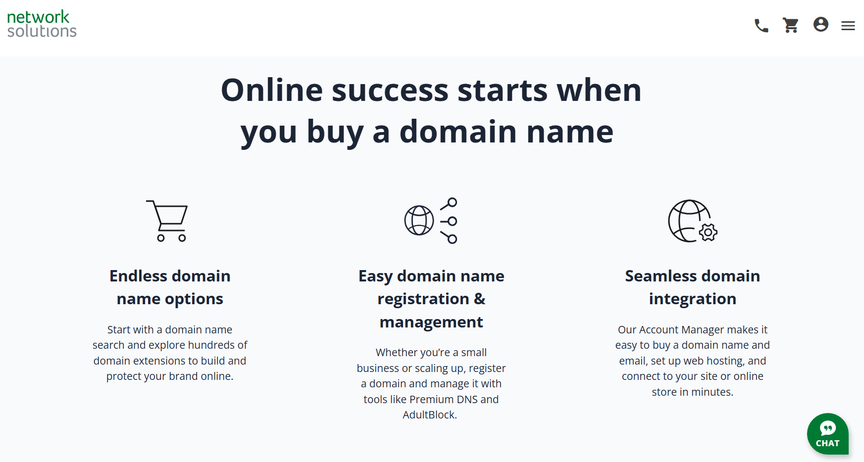 Network Solutions' homepage.