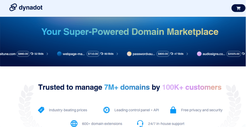 A screenshot of Dynadot's Domain page