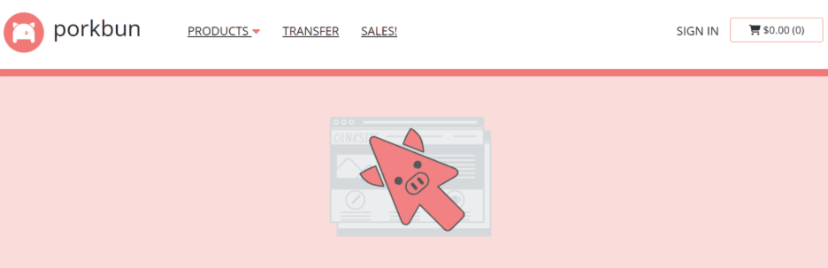 A screenshot of Porkbun's page