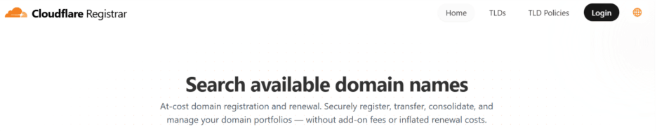 A screenshot of Cloudflare Registrar's Domain page