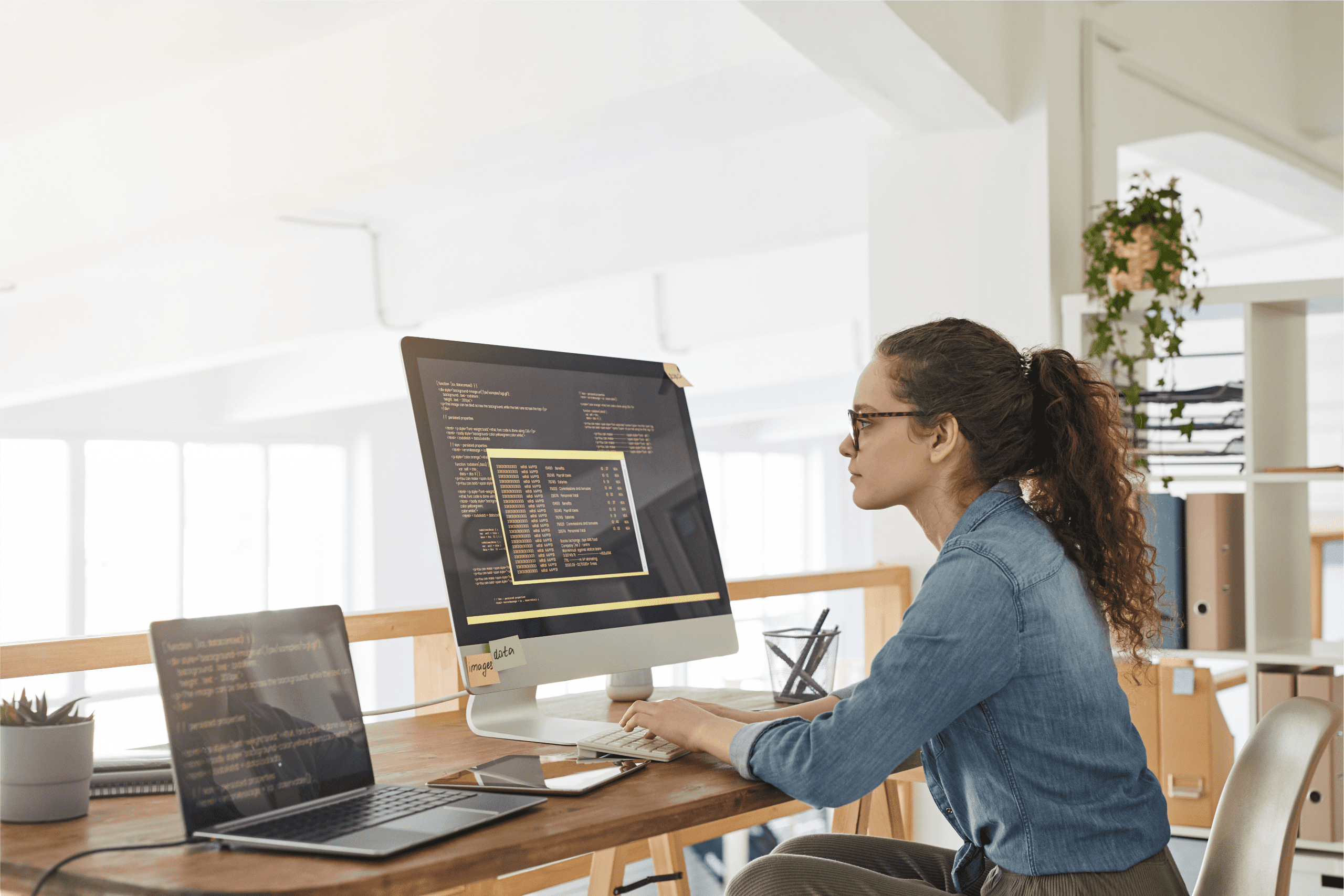 A woman doing accounting.