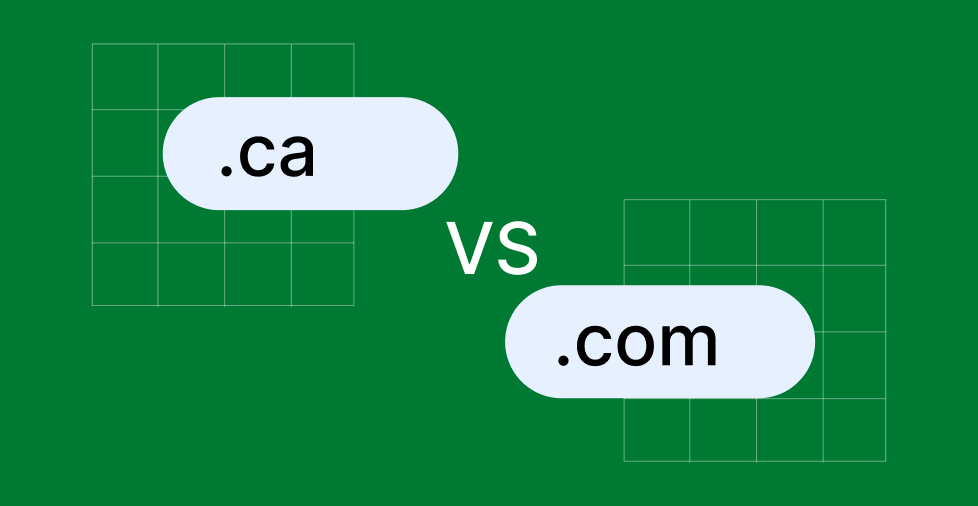 Comparison graphic of ".ca" and ".com" domains