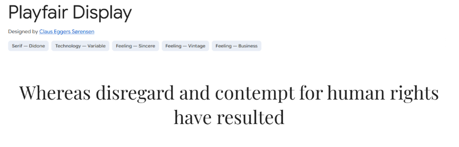 Playfair display example font screenshot
