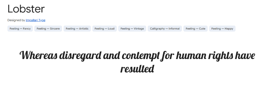 Lobster example font screenshot