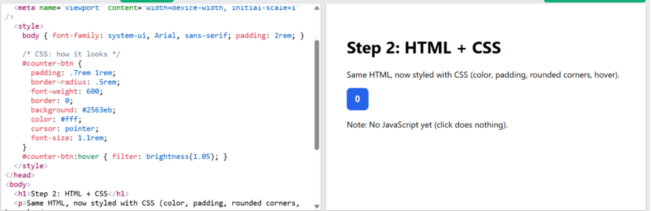CSS and HTML code sample
