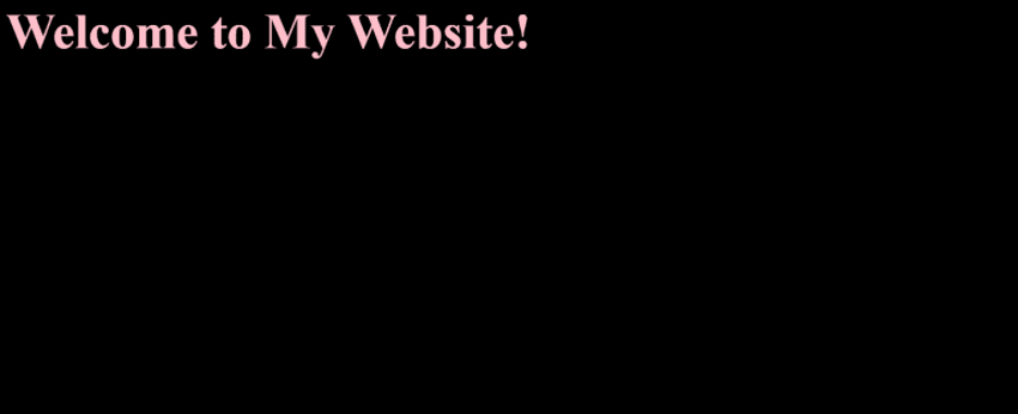 HTML code preview for "Welcome to my website" text with now added color.