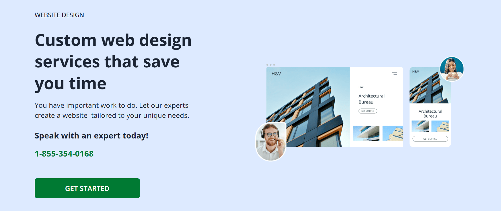 A call-to-action banner for Network Solutions' professional website design services.