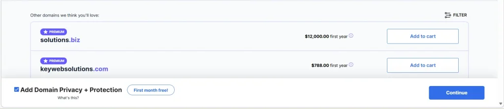 Adding Domain Privacy + Protection to an order