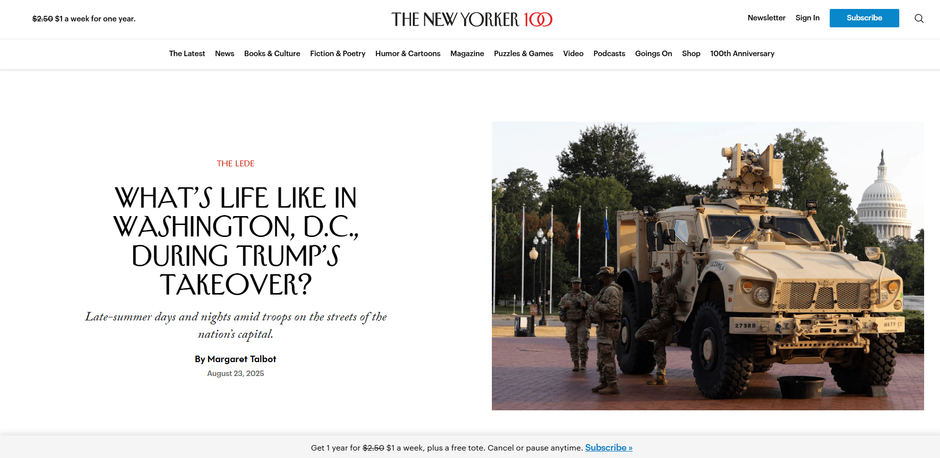The New Yorker's site homepage