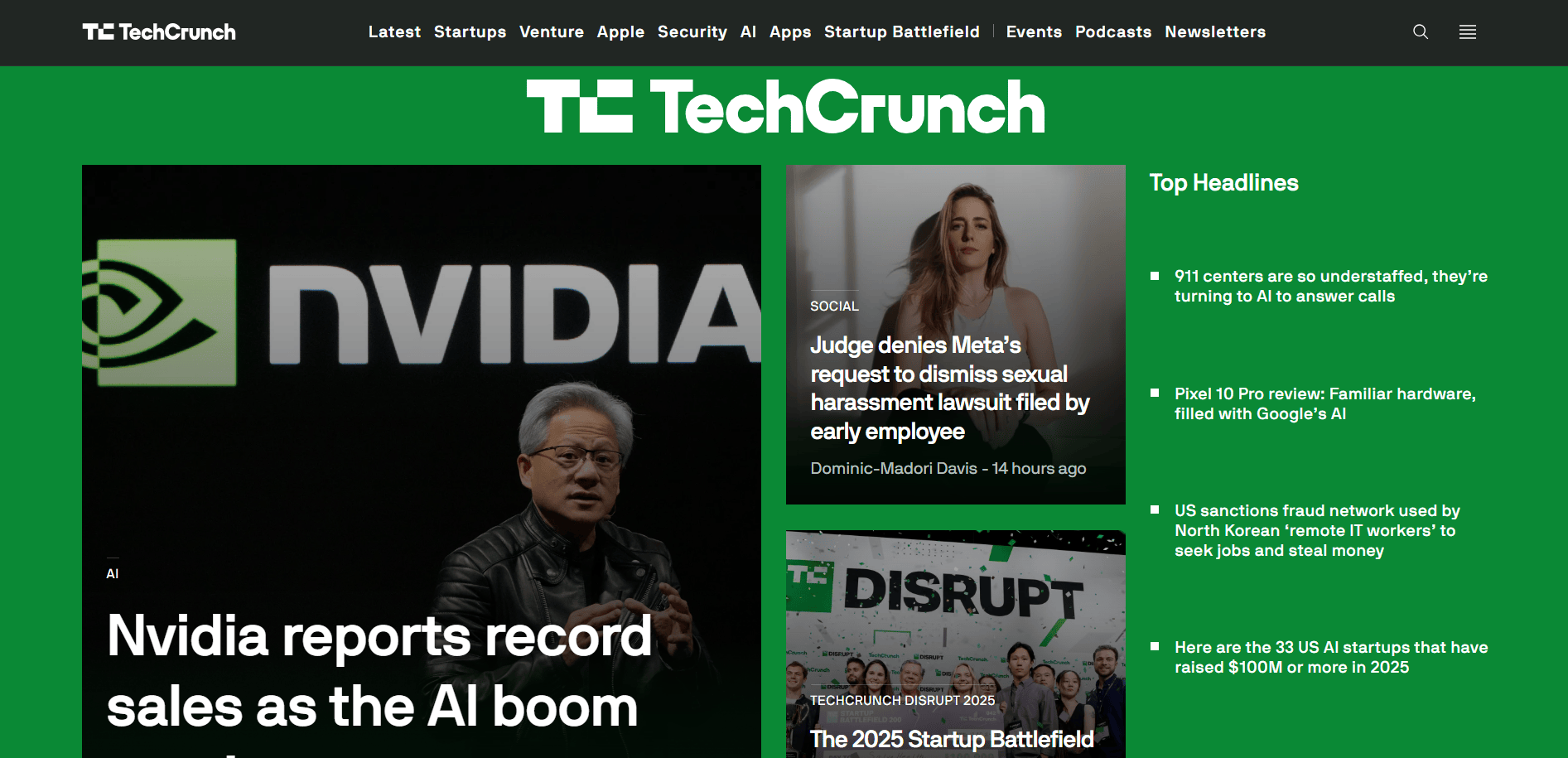 TechCrunch website homepage