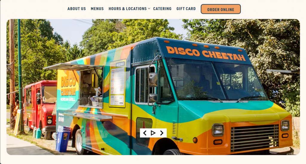 Disco Cheetah's restaurant webpage.