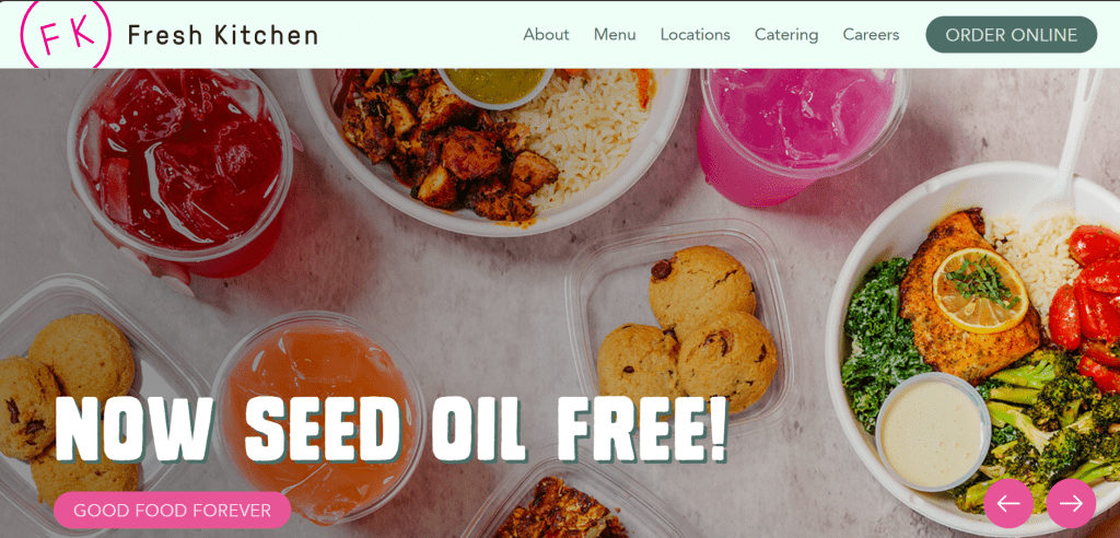 The Fresh Kitchen restaurant website.