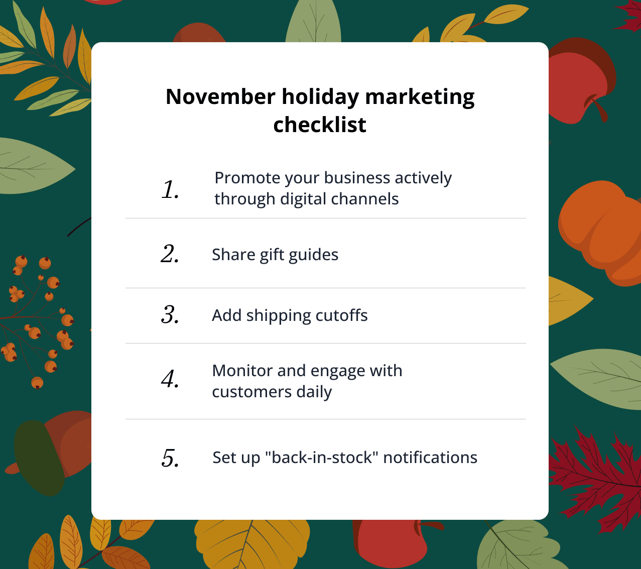 November holiday marketing checklist.