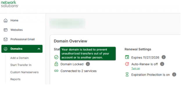 Network Solutions Domain Lock Features in Action