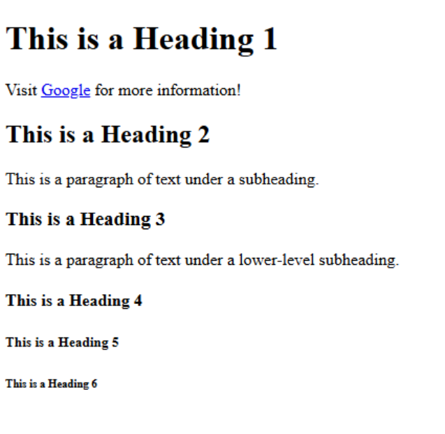 Sample HTML result for links