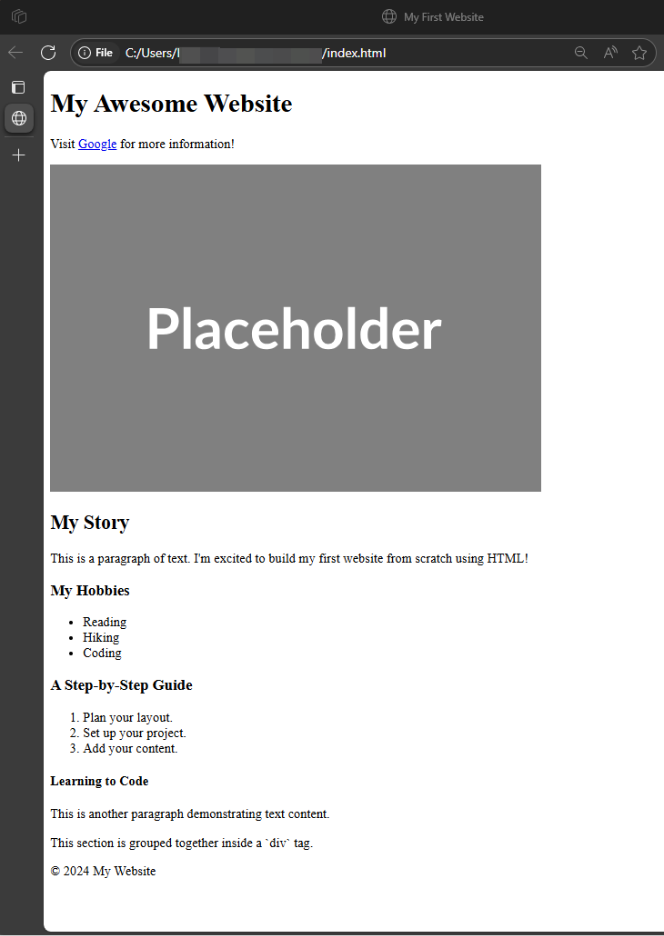 Sample HTML output for structuring with containers