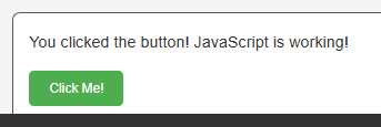 Sample output for JavaScript in HTML index file after interaction