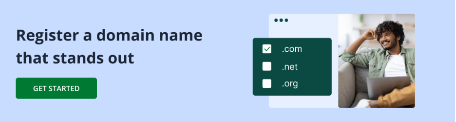 Domain registration Visual CTA