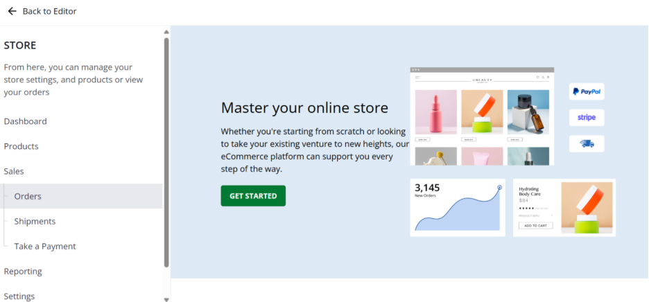 eCommerce Store builder screenshot