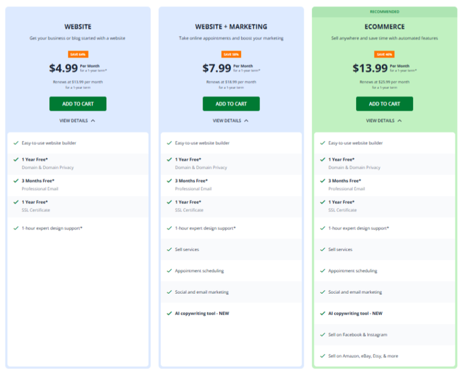 Network solutions pricing page visual screenshot