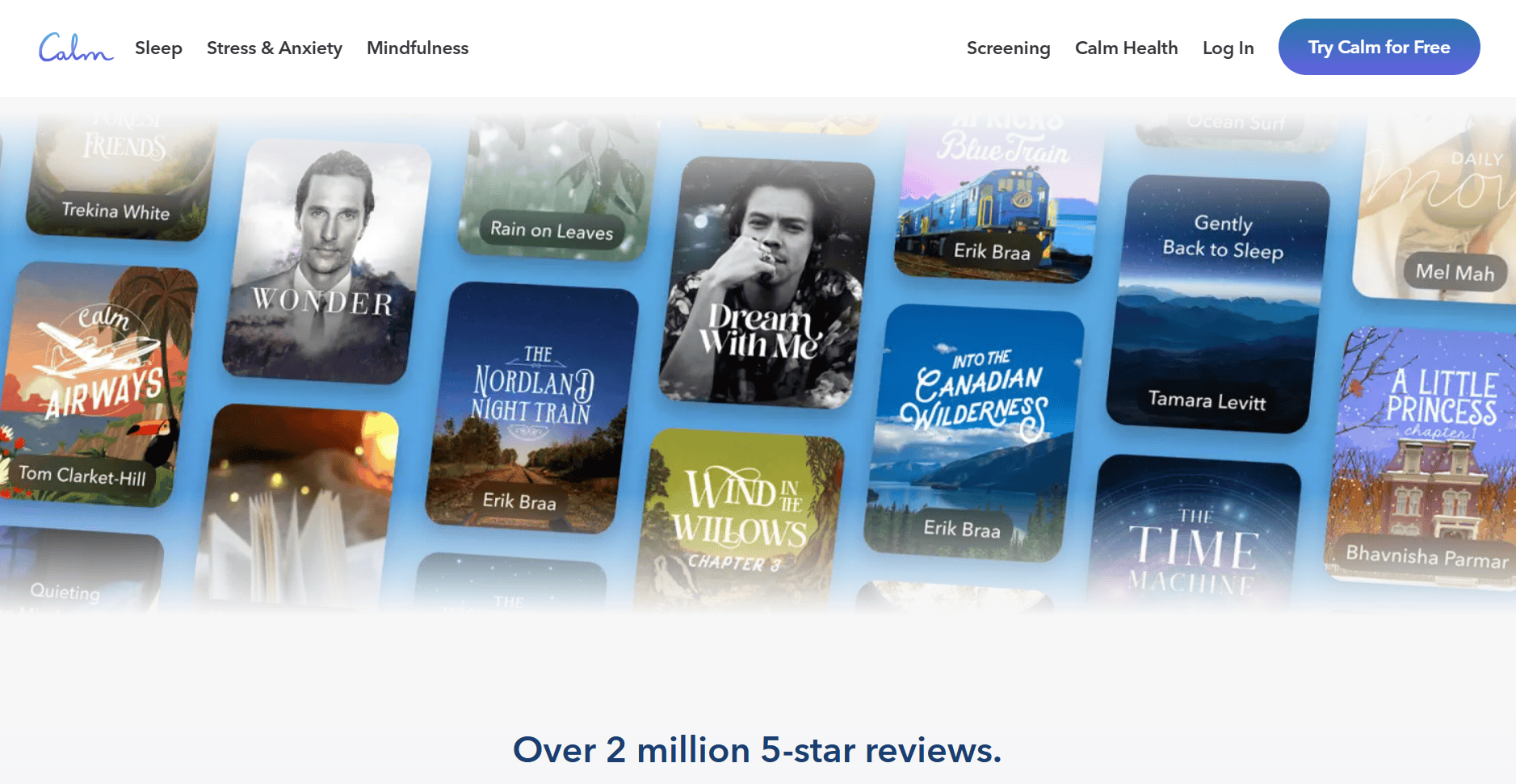 Calm.com's web page - an example of a website.