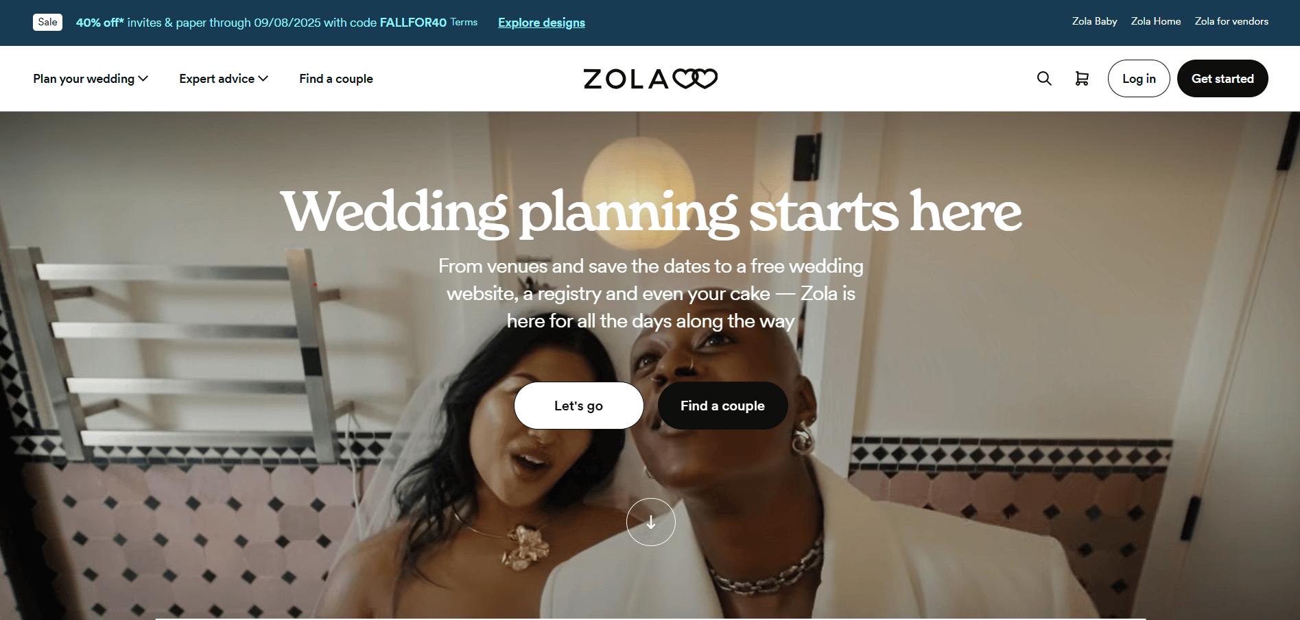 Zola website - an example of a landing page
