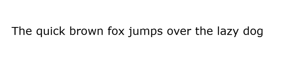 "The quick brown fox jumps over the lazy dog" sentence in Verdana font