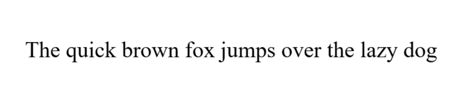 "The quick brown fox jumps over the lazy dog" sentence in Times New Roman font