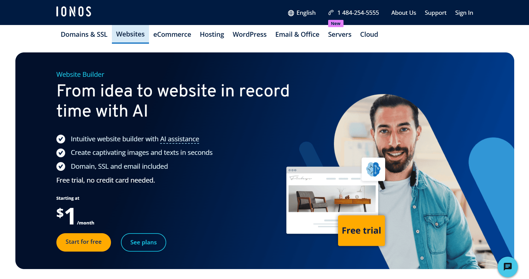 IONOS AI Website Builder product page.
