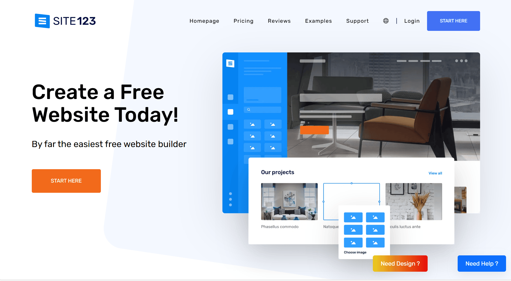 SITE123 Website Builder product page.