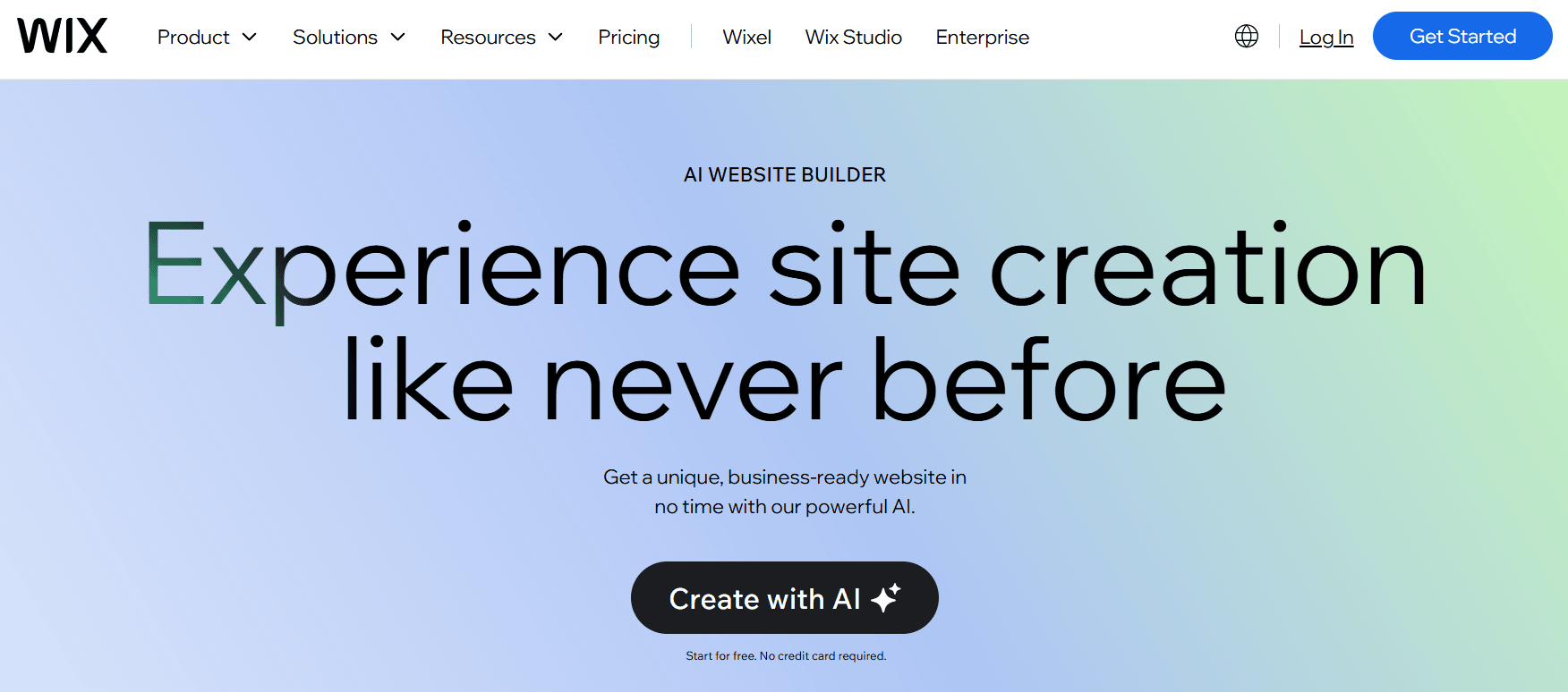 Wix AI Website Builder product page.