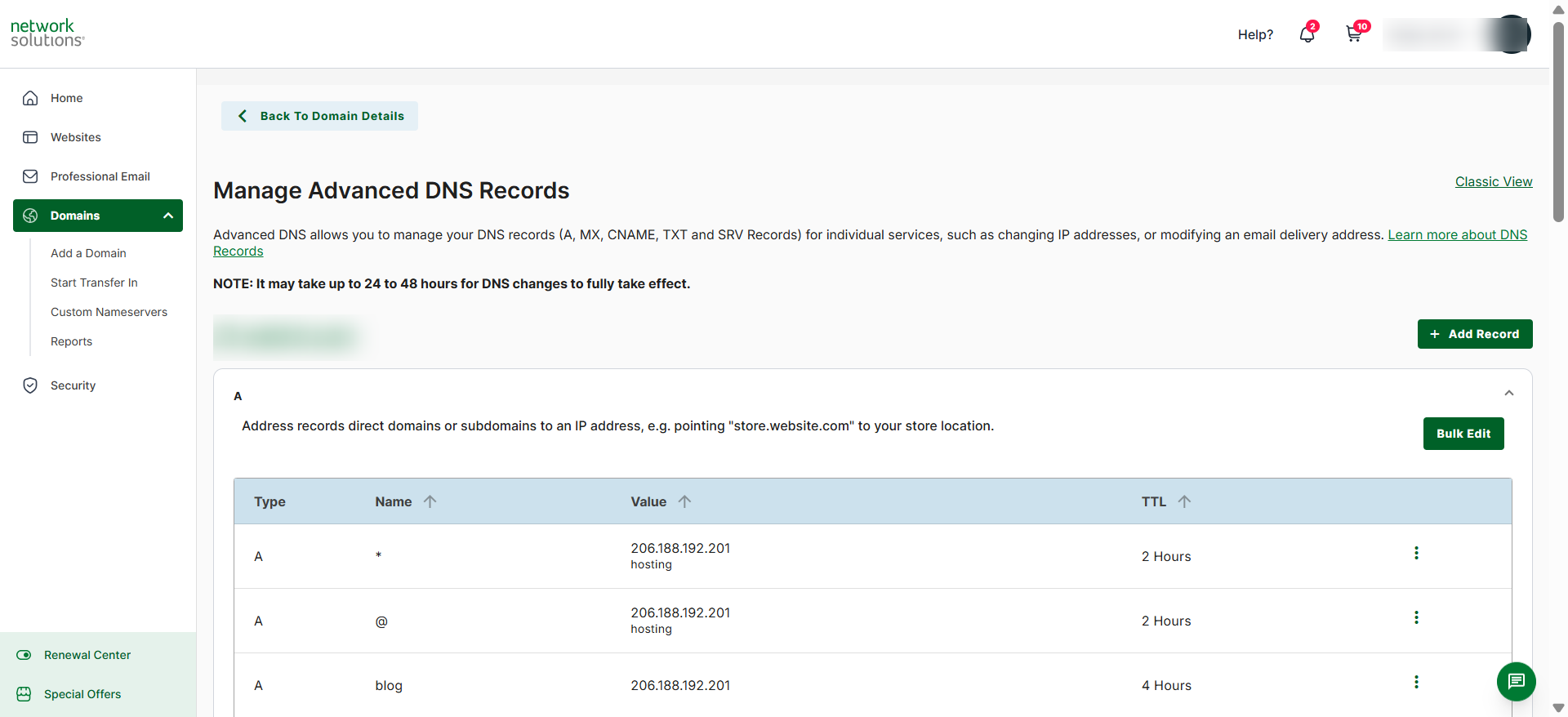 Network Solutions Advanced DNS management tools