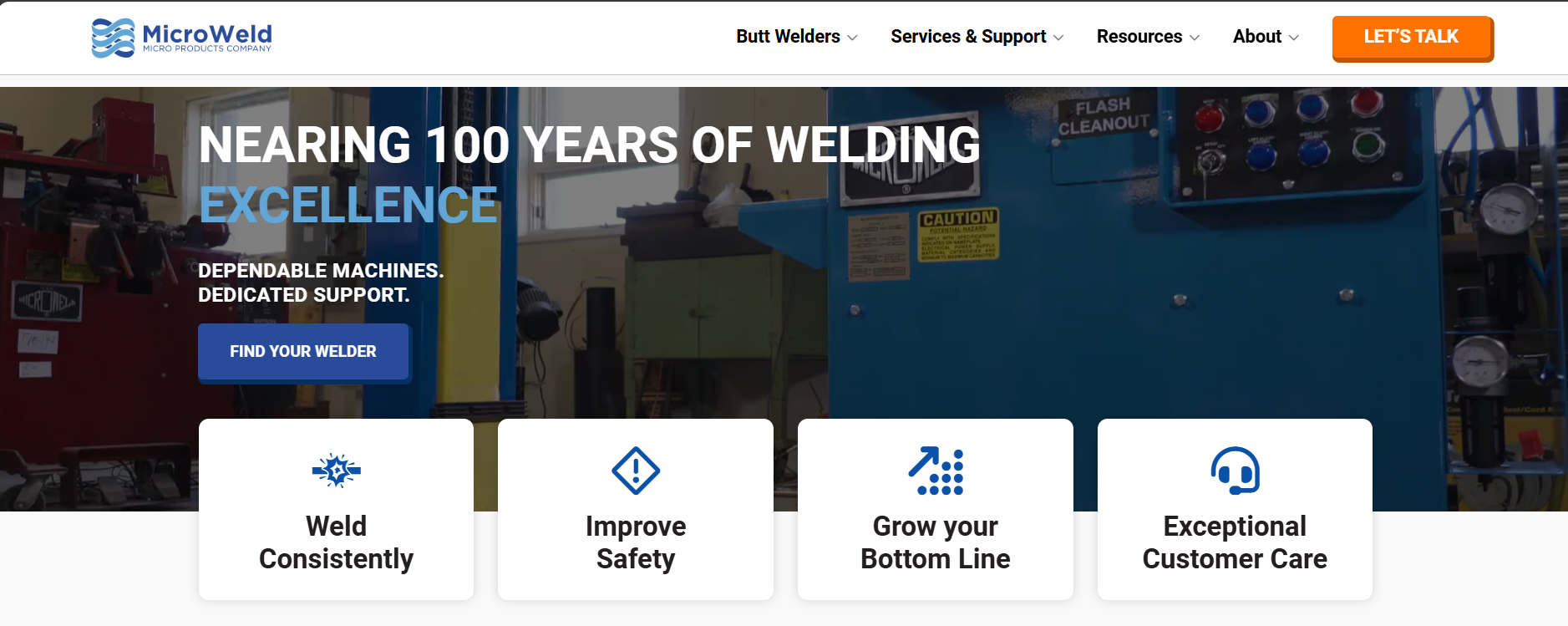 Manufacturing website sample - MicroWeld