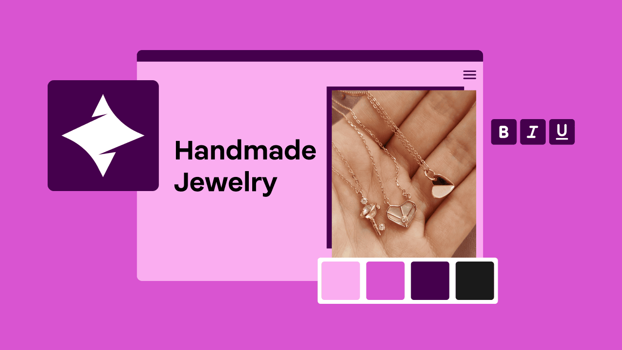 Network Solutions website builder with a sample handmade jewelry website design.