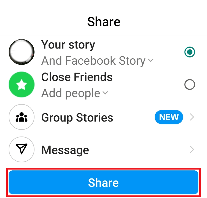 Sharing your Instagram Story