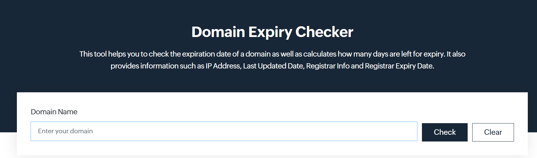 Go to a domain expiry checker - how to find out when a domain expires