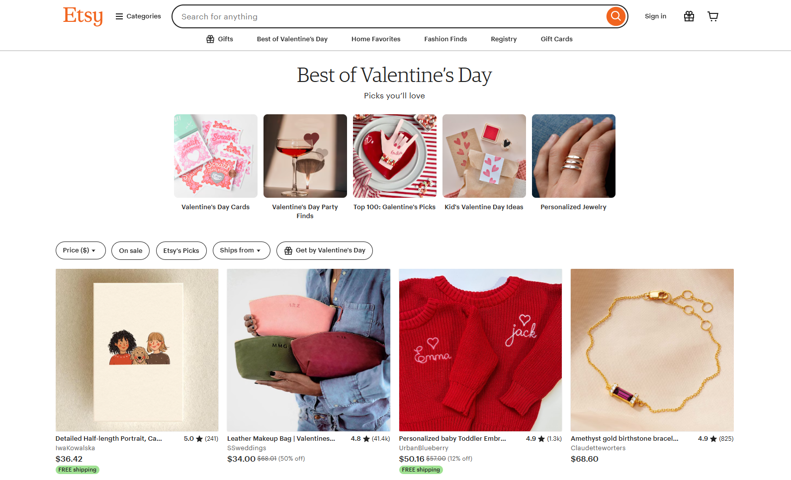Etsy shop website screenshot