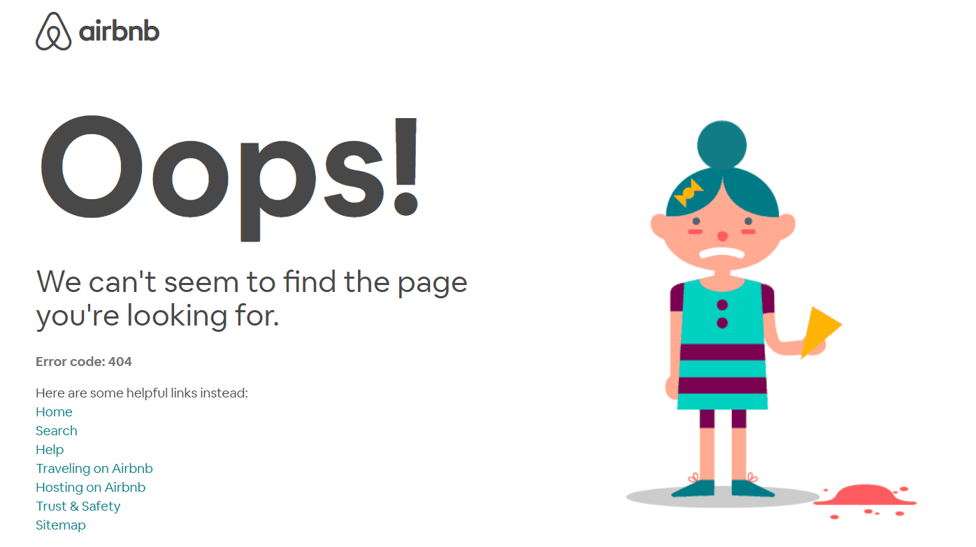 Airbnb 404 page design