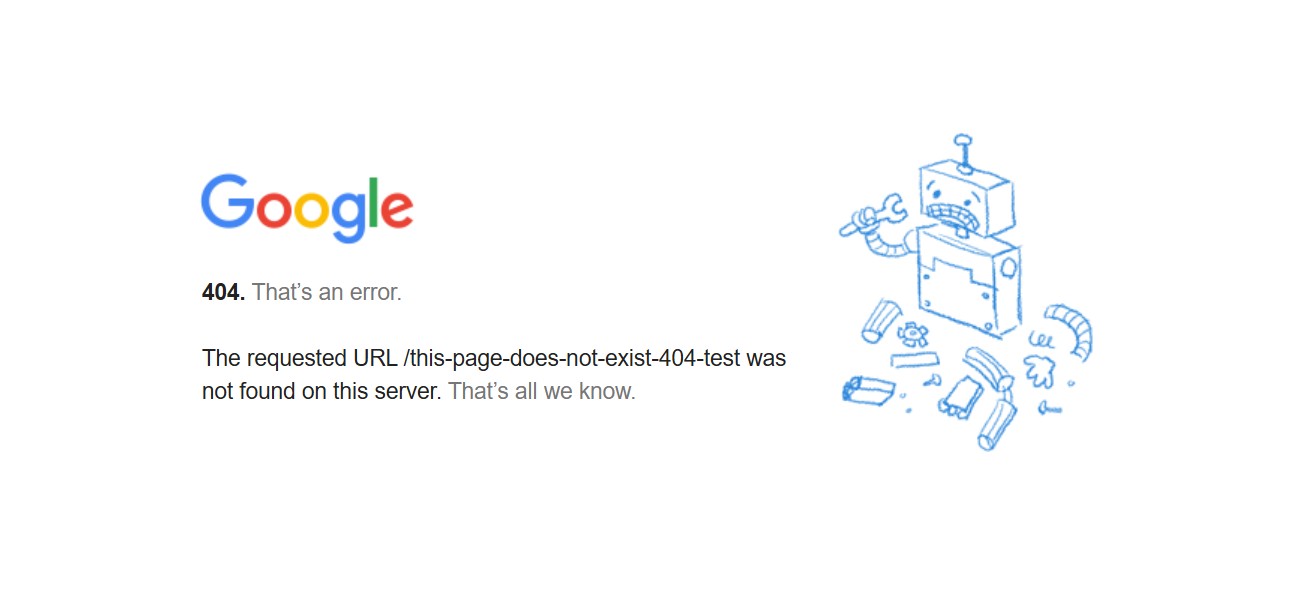 Google's 404 error example