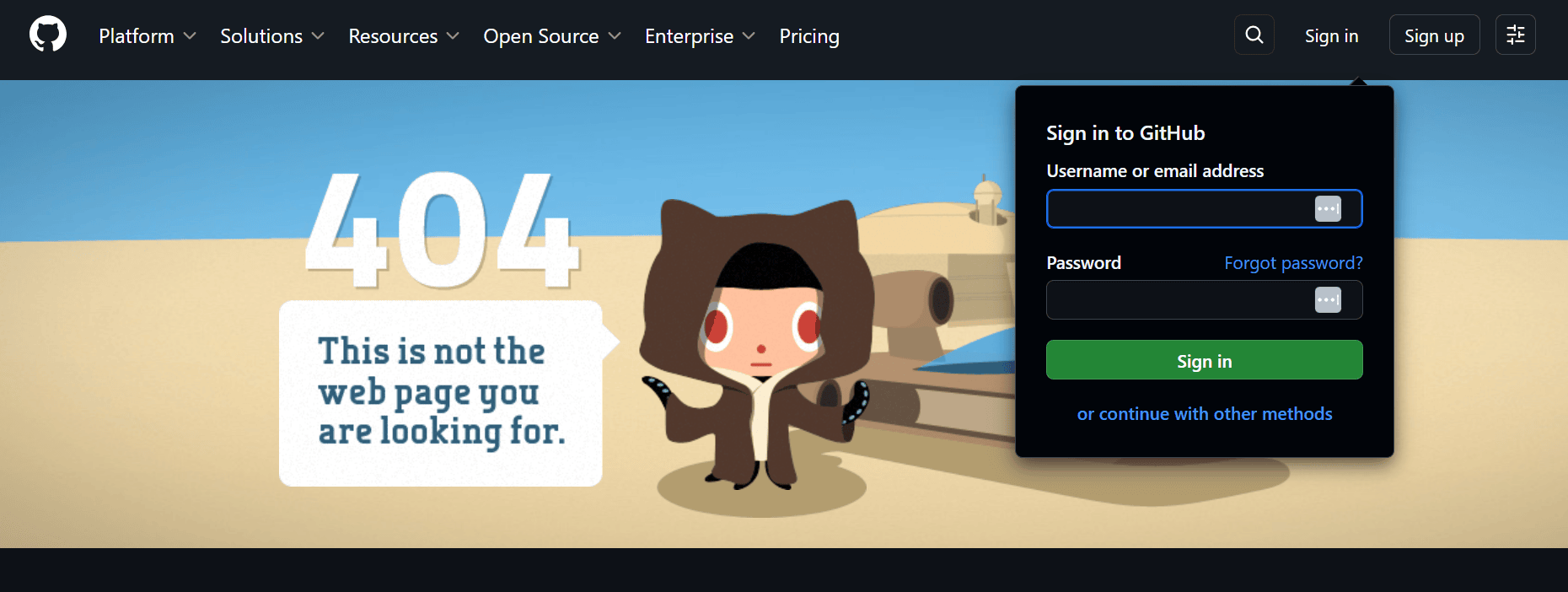 Github 404 page design
