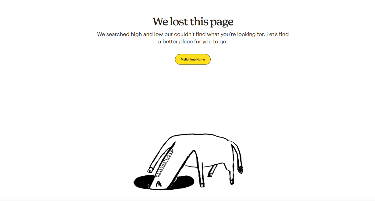 Mail chimp 404 page design