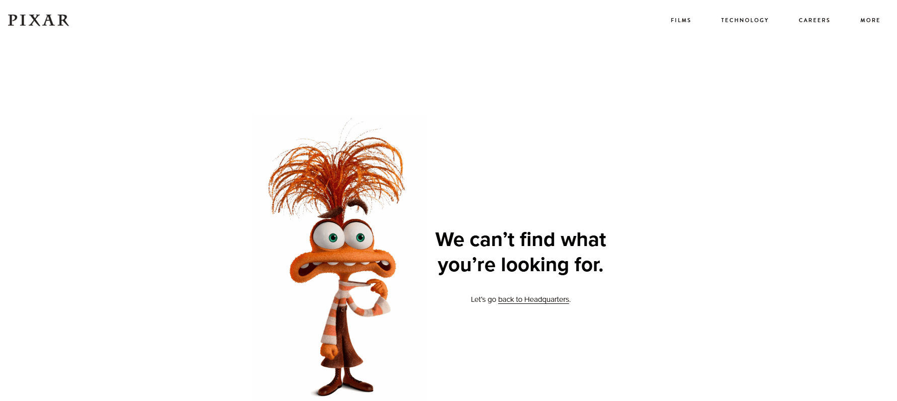 Pixar 404 page design