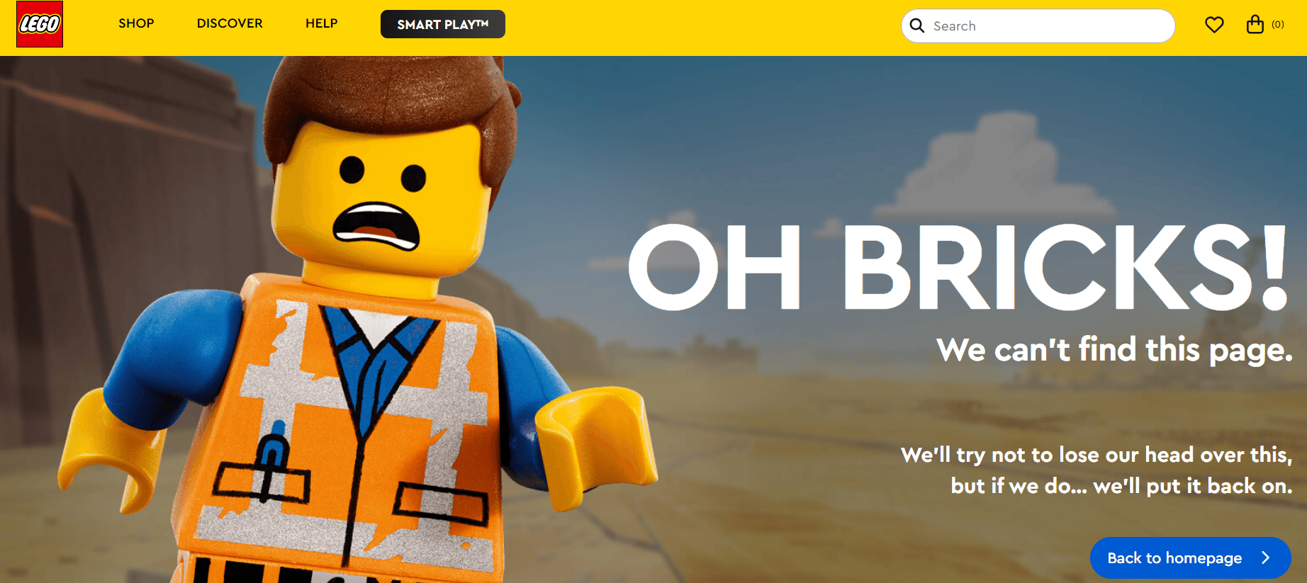 lego 404 error page design